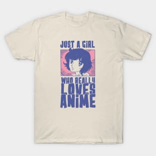 Just A Girl Who Really Loves Anime Otaku, Vintage Manga Fan T-Shirt